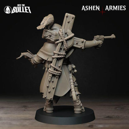 Trench Cleric - Bullet Crusade - 32mm, 35mm Scale - Unpainted Miniature for DnD, Pathfinder, Tabletop RPGs - Bite the Bullet