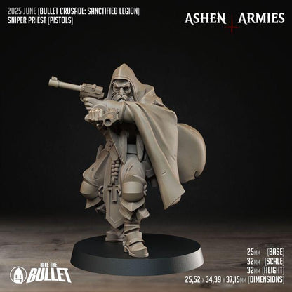 Sniper Cleric - Bullet Crusade - 32mm, 35mm Scale - Unpainted Miniature for DnD, Pathfinder, Tabletop RPGs - Bite the Bullet