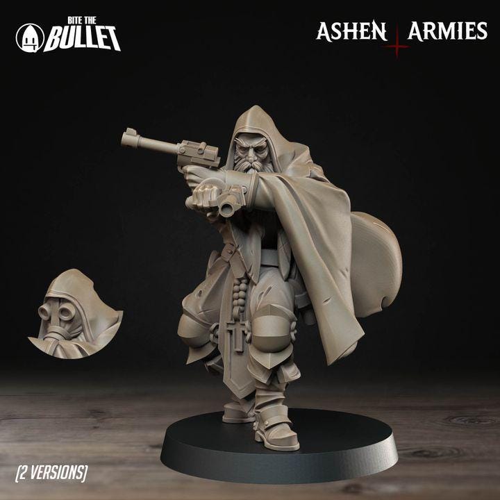 Sniper Cleric - Bullet Crusade - 32mm, 35mm Scale - Unpainted Miniature for DnD, Pathfinder, Tabletop RPGs - Bite the Bullet