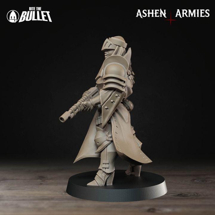 Sniper Priest - Bullet Crusade - 32mm, 35mm Scale - Unpainted Miniature for DnD, Pathfinder, Tabletop RPGs - Bite the Bullet