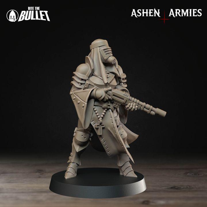 Sniper Priest - Bullet Crusade - 32mm, 35mm Scale - Unpainted Miniature for DnD, Pathfinder, Tabletop RPGs - Bite the Bullet