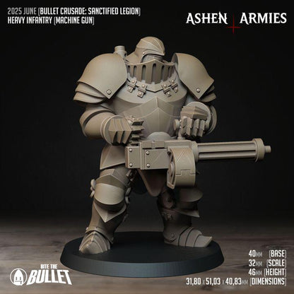 Mechanized Heavy Infantry - Bullet Crusade - 32mm, 35mm Scale - Unpainted Miniature for DnD, Pathfinder, Tabletop RPGs - Bite the Bullet