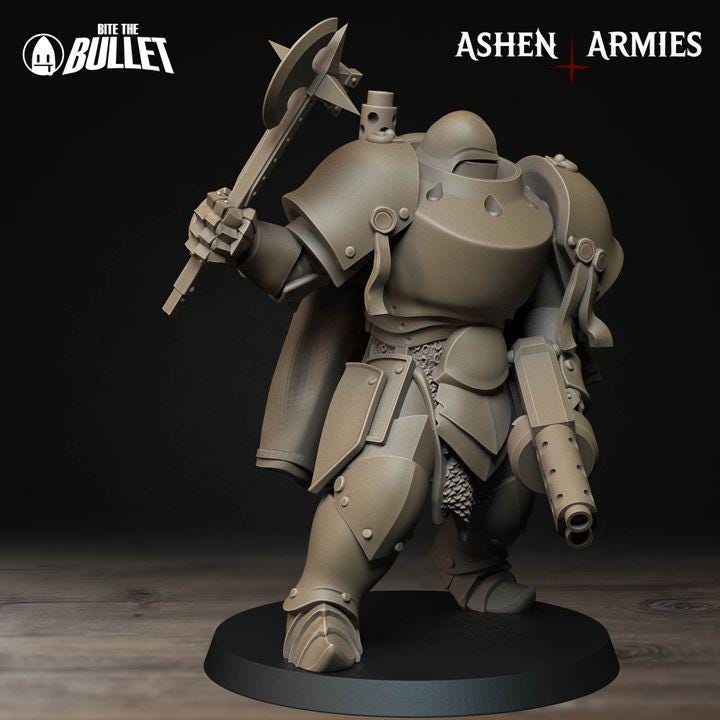 Heavy Infantry with Shotgun - Bullet Crusade - 32mm, 35mm Scale - Unpainted Miniature for DnD, Pathfinder, Tabletop RPGs - Bite the Bullet