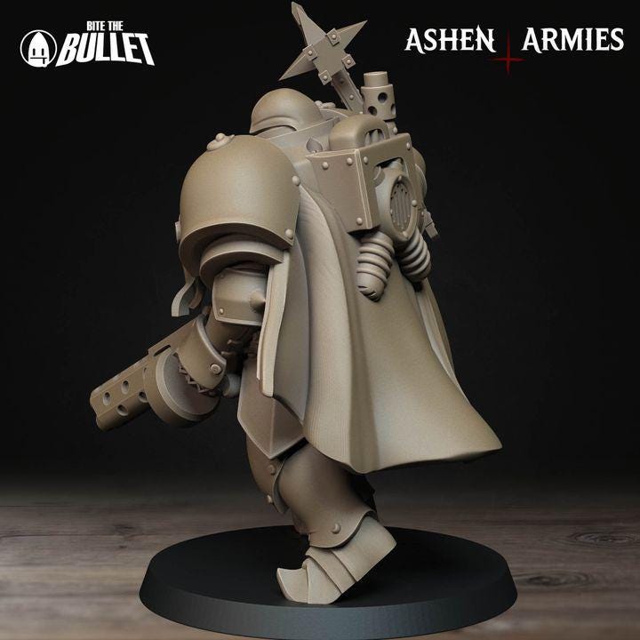 Heavy Infantry with Shotgun - Bullet Crusade - 32mm, 35mm Scale - Unpainted Miniature for DnD, Pathfinder, Tabletop RPGs - Bite the Bullet