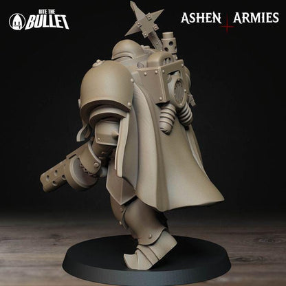 Heavy Infantry with Shotgun - Bullet Crusade - 32mm, 35mm Scale - Unpainted Miniature for DnD, Pathfinder, Tabletop RPGs - Bite the Bullet