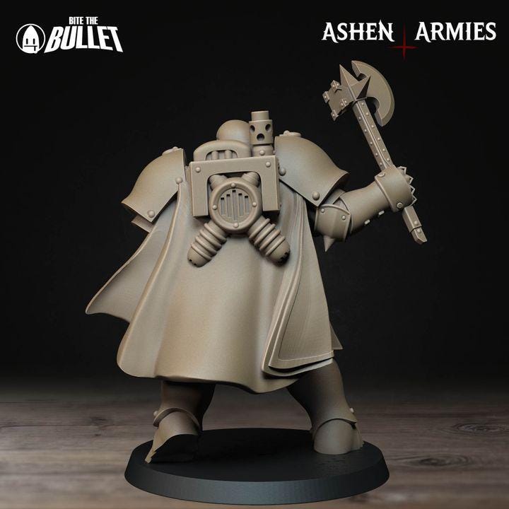 Heavy Infantry with Shotgun - Bullet Crusade - 32mm, 35mm Scale - Unpainted Miniature for DnD, Pathfinder, Tabletop RPGs - Bite the Bullet