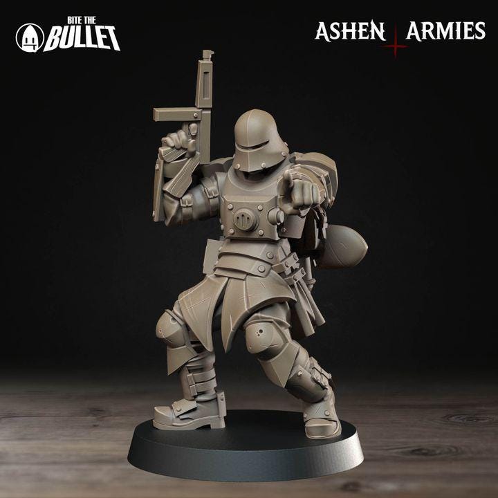 Combat Engineer - Bullet Crusade - 32mm, 35mm Scale - Unpainted Miniature for DnD, Pathfinder, Tabletop RPGs - Bite the Bullet