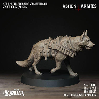 Combat Dogs - Bullet Crusade - 32mm, 35mm Scale - Unpainted Miniature for DnD, Pathfinder, Tabletop RPGs - Bite the Bullet