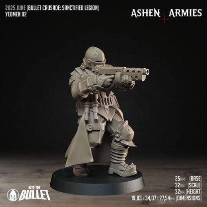 Yeoman - Bullet Crusade - 32mm, 35mm Scale - Unpainted Miniature for DnD, Pathfinder, Tabletop RPGs - Bite the Bullet