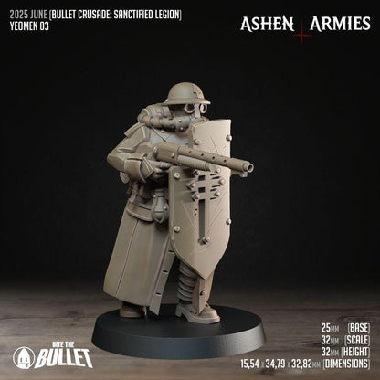 Yeoman - Bullet Crusade - 32mm, 35mm Scale - Unpainted Miniature for DnD, Pathfinder, Tabletop RPGs - Bite the Bullet