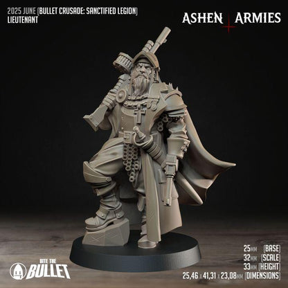 Legion Lieutenant - Bullet Crusade - 32mm, 35mm Scale - Unpainted Miniature for DnD, Pathfinder, Tabletop RPGs - Bite the Bullet