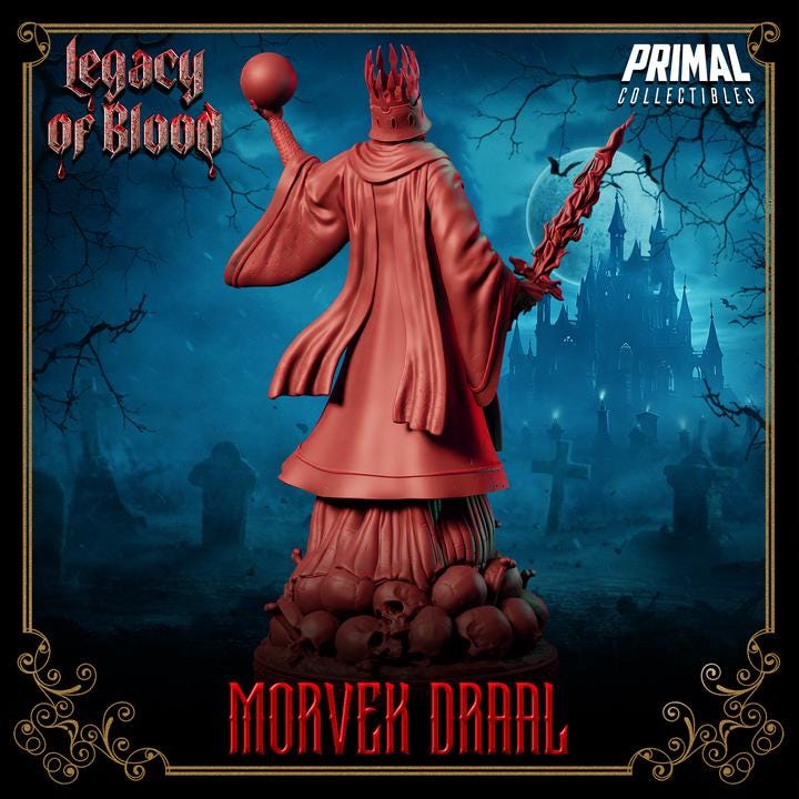 Darklord, Morvek Draal, Legacy of Blood - 28mm, 32mm, 75mm Scale - Unpainted Miniature for DnD, Pathfinder, Tabletop RPGs