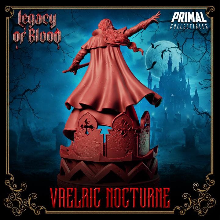 Dampyr, Vaelric Nocturne, Legacy of Blood - 28mm, 32mm, 75mm Scale - Unpainted Miniature for DnD, Pathfinder, Tabletop RPGs