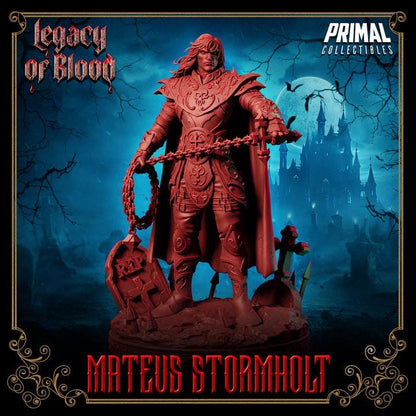 Mateus Stormholt, Legacy of Blood - 28mm, 32mm, 75mm Scale - Unpainted Miniature for DnD, Pathfinder, Tabletop RPGs - Primal Collectibles