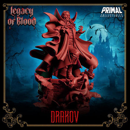 Vampire Lord, Drakov, Legacy of Blood - 28mm, 32mm, 75mm Scale - Unpainted Miniature for DnD, Pathfinder, Tabletop RPGs