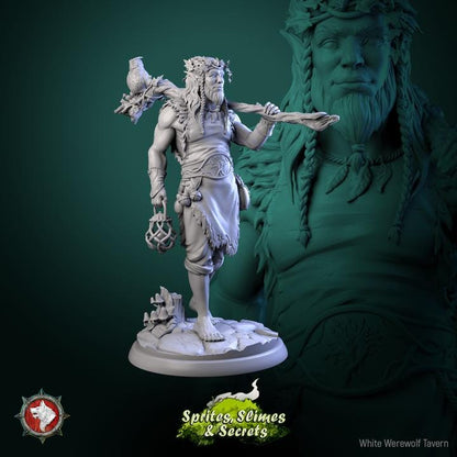Firbolg Druid, Helreginn - 32mm, 75mm Scale - Unpainted Miniature for DnD, Pathfinder, Tabletop RPGs, and Dioramas - White Werewolf Tavern