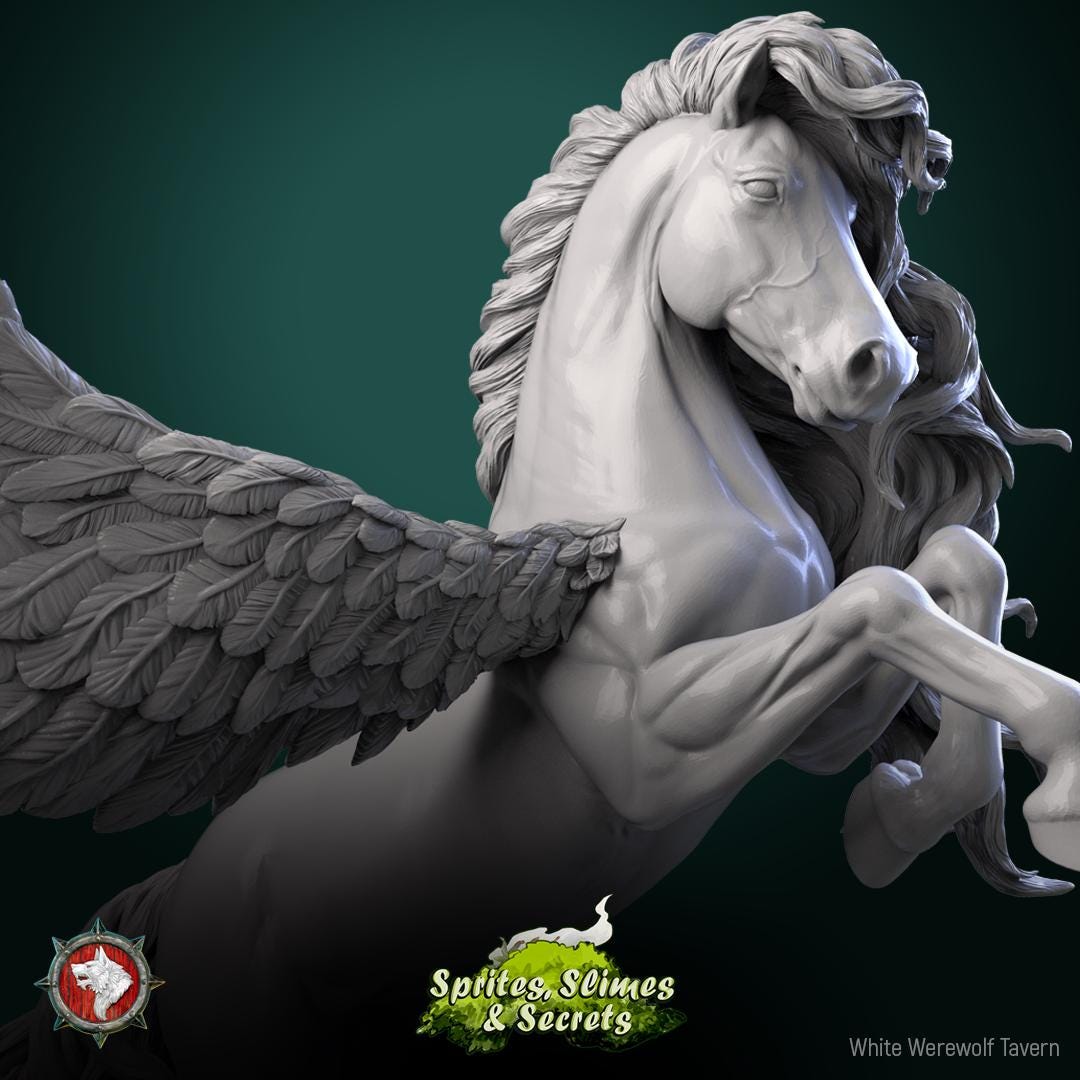 Pegasus - 32mm Scale - Unpainted Miniature for DnD, Pathfinder, Tabletop RPGs, and Dioramas - White Werewolf Tavern