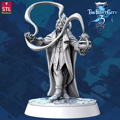 Vampire Chronomancer, Lourrent - The Frost City - 32mm Scale - Unpainted Miniature for DnD, Pathfinder, Tabletop RPGs - STL Miniatures