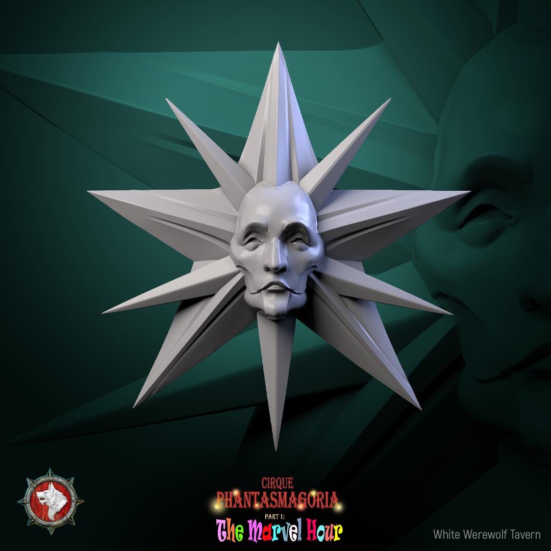 Circus Masks - 32mm Scale - Unpainted Miniature for DnD, Pathfinder, Tabletop RPGs, and Dioramas - White Werewolf Tavern