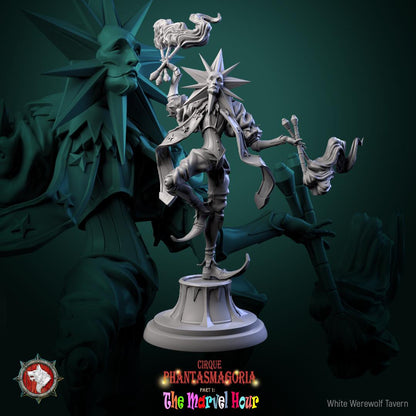 Celestine Spinners, Carnival Entertainers - 32mm Scale - Unpainted Miniature for DnD, Pathfinder, Tabletop RPGs - White Werewolf Tavern