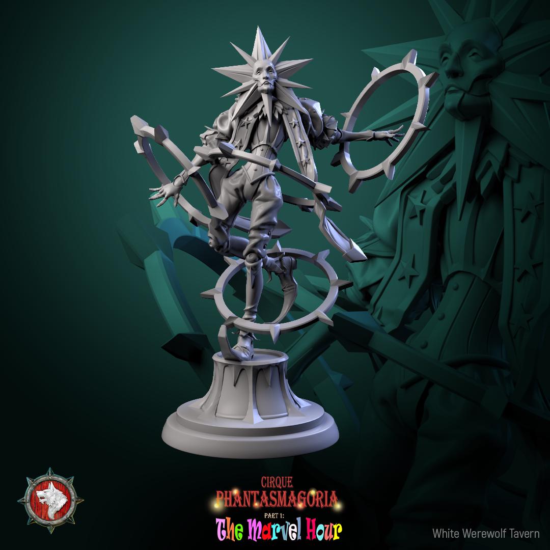 Celestine Spinners, Carnival Entertainers - 32mm Scale - Unpainted Miniature for DnD, Pathfinder, Tabletop RPGs - White Werewolf Tavern