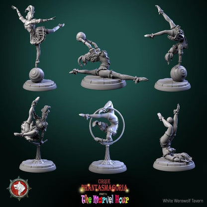 Lollipop Twirlers, Carnival Entertainers - 32mm Scale - Unpainted Miniature for DnD, Pathfinder, Tabletop RPGs - White Werewolf Tavern