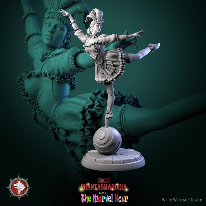 Lollipop Twirlers, Carnival Entertainers - 32mm Scale - Unpainted Miniature for DnD, Pathfinder, Tabletop RPGs - White Werewolf Tavern