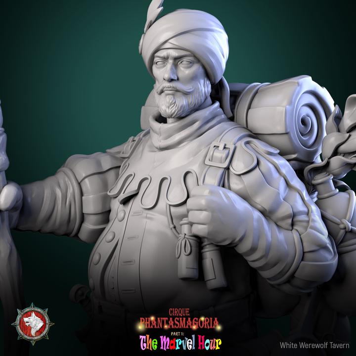 Human Merchant, Clatterjack Cobblecart - 32mm, 75mm Scale - Unpainted Miniature for DnD, Pathfinder, Tabletop RPGs - White Werewolf Tavern