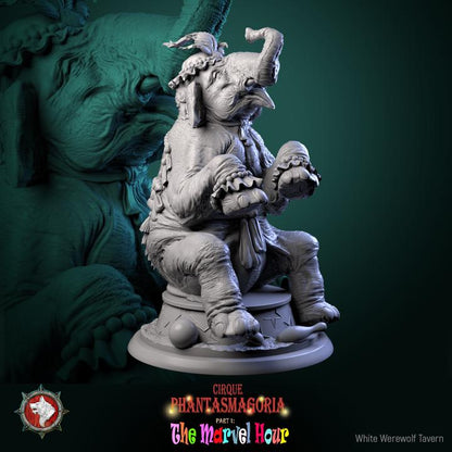 Marvelous Mammoth, Circus Elephant - 32mm Scale - Unpainted Miniature for DnD, Pathfinder, Tabletop RPGs - White Werewolf Tavern