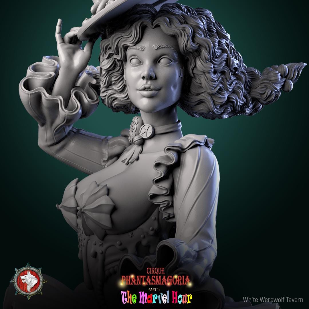 Carnival Performer, Madame Pachadora - 32mm Scale - Unpainted Miniature for DnD, Pathfinder, Tabletop RPGs - White Werewolf Tavern