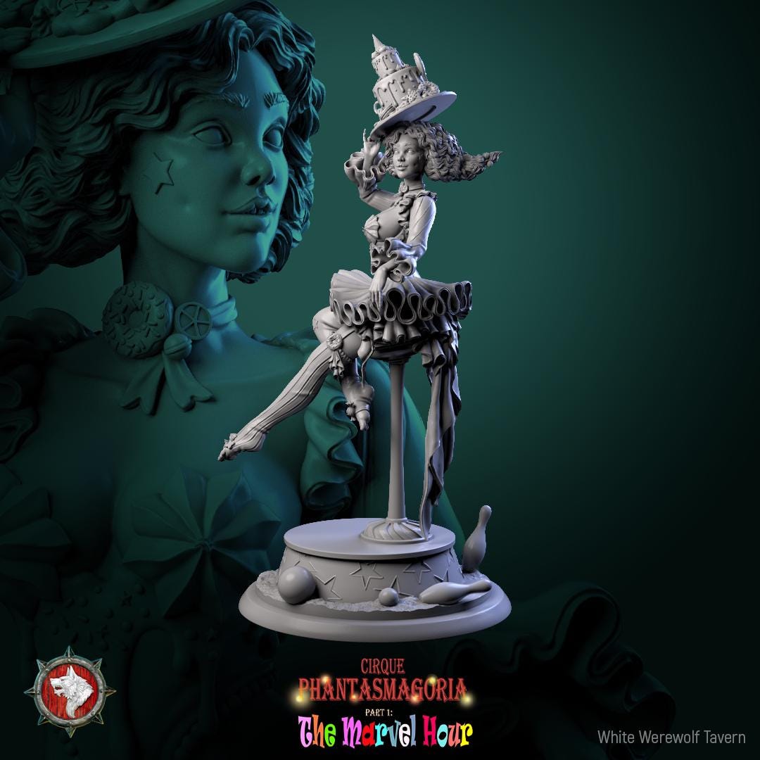 Carnival Performer, Madame Pachadora - 32mm Scale - Unpainted Miniature for DnD, Pathfinder, Tabletop RPGs - White Werewolf Tavern