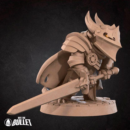 Kobold Paladin - 32mm, 35mm Scale - Unpainted Miniature for DnD, Pathfinder, Tabletop RPGs - Bite the Bullet