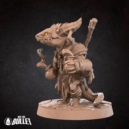Kobold Alchemist with Flasks - 32mm, 35mm Scale - Unpainted Miniature for DnD, Pathfinder, Tabletop RPGs - Bite the Bullet