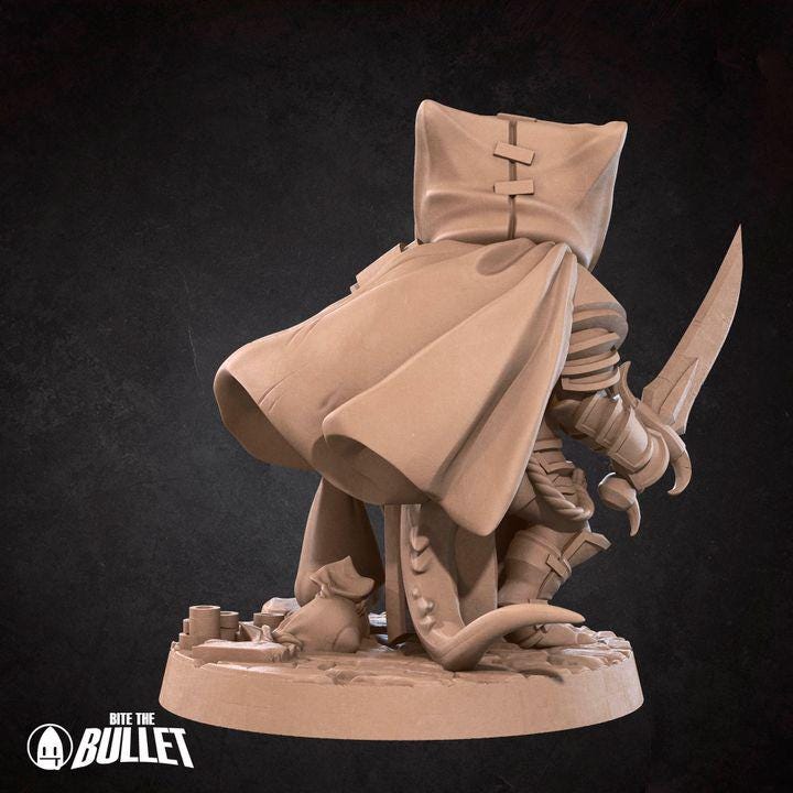 Kobold Rogue - 32mm, 35mm Scale - Unpainted Miniature for DnD, Pathfinder, Tabletop RPGs - Bite the Bullet