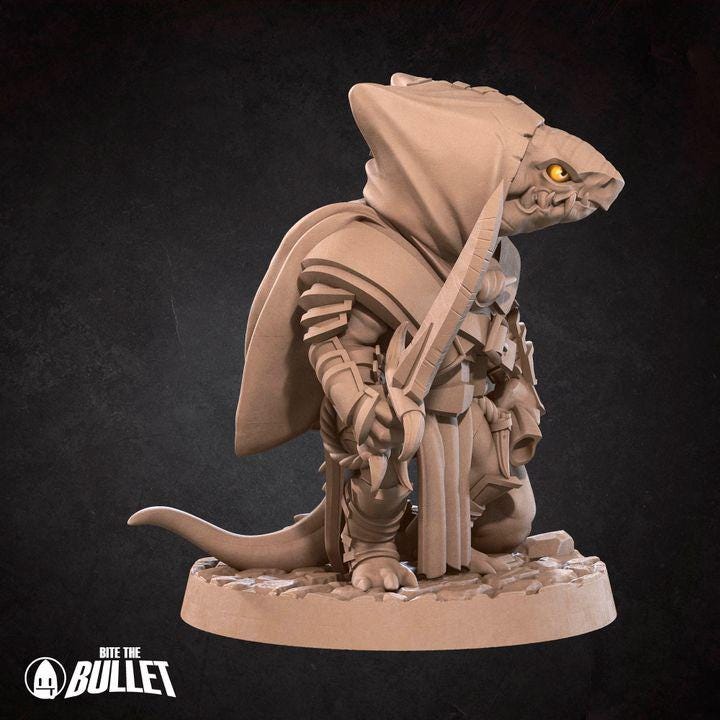Kobold Rogue - 32mm, 35mm Scale - Unpainted Miniature for DnD, Pathfinder, Tabletop RPGs - Bite the Bullet
