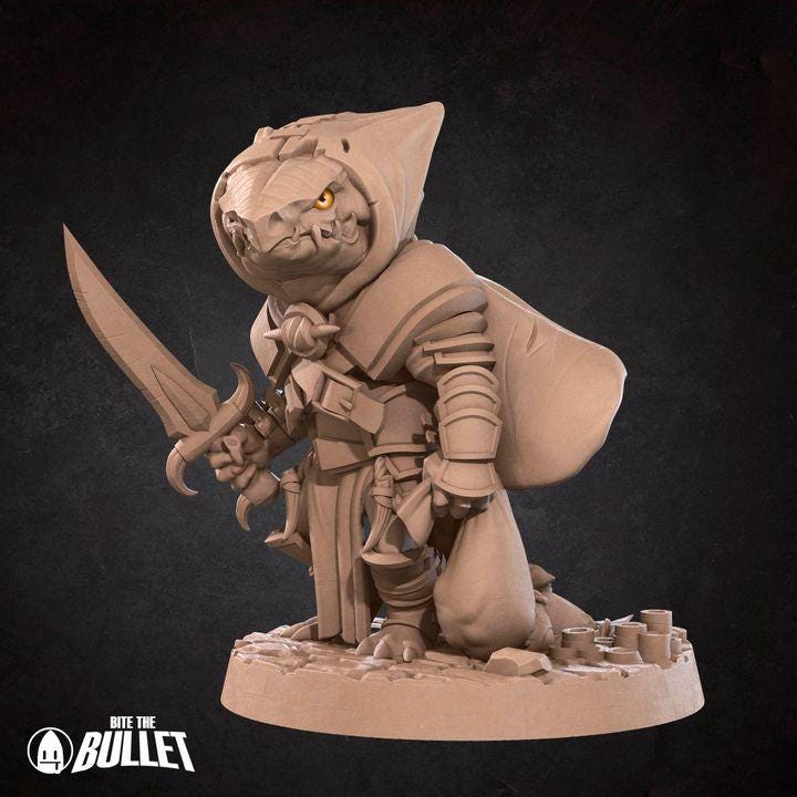 Kobold Rogue - 32mm, 35mm Scale - Unpainted Miniature for DnD, Pathfinder, Tabletop RPGs - Bite the Bullet
