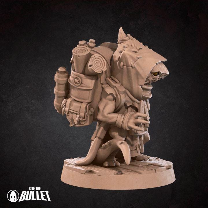 Kobold Witch - 32mm, 35mm Scale - Unpainted Miniature for DnD, Pathfinder, Tabletop RPGs - Bite the Bullet