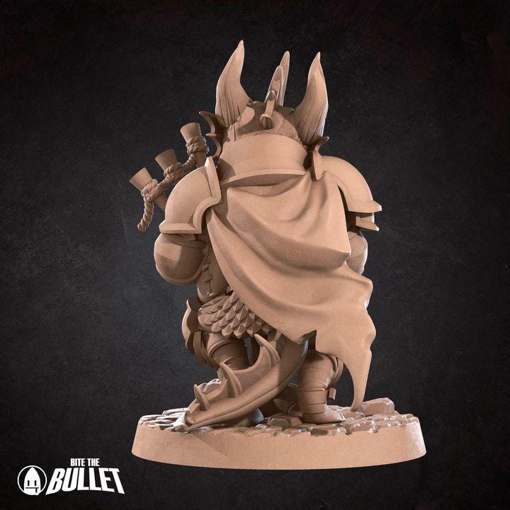 Kobold Bardbarian with Bagpipes - 32mm, 35mm Scale - Unpainted Miniature for DnD, Pathfinder, Tabletop RPGs - Bite the Bullet