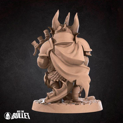 Kobold Bardbarian with Bagpipes - 32mm, 35mm Scale - Unpainted Miniature for DnD, Pathfinder, Tabletop RPGs - Bite the Bullet