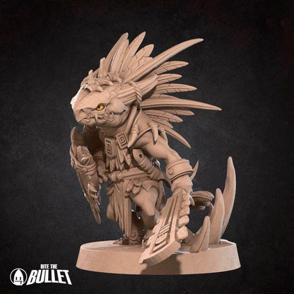 Kobold Tribal Chieftain - 32mm, 35mm Scale - Unpainted Miniature for DnD, Pathfinder, Tabletop RPGs - Bite the Bullet