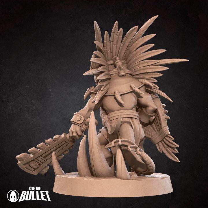 Kobold Tribal Chieftain - 32mm, 35mm Scale - Unpainted Miniature for DnD, Pathfinder, Tabletop RPGs - Bite the Bullet