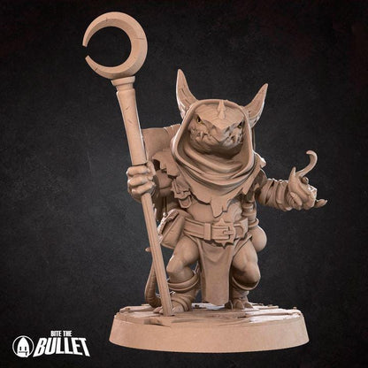 Kobold Wizard - 32mm, 35mm Scale - Unpainted Miniature for DnD, Pathfinder, Tabletop RPGs - Bite the Bullet