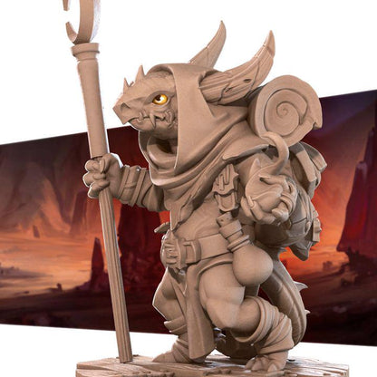 Kobold Wizard - 32mm, 35mm Scale - Unpainted Miniature for DnD, Pathfinder, Tabletop RPGs - Bite the Bullet