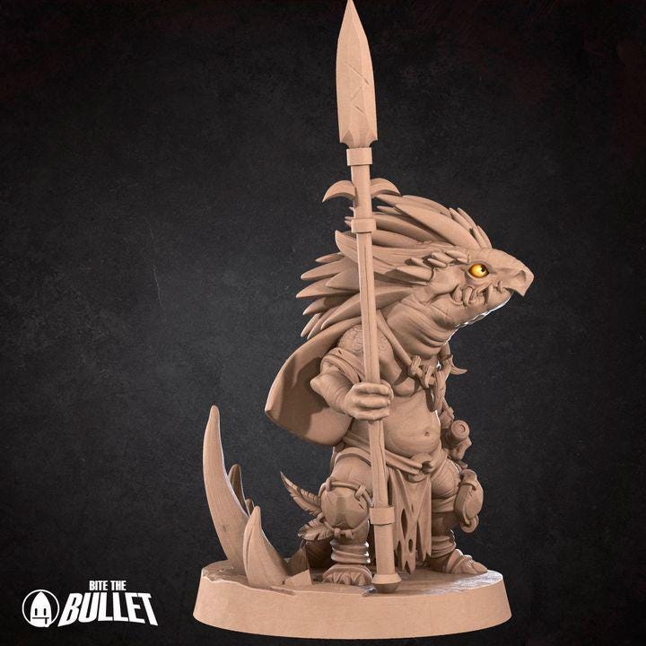 Kobold Tribal Hunter - 32mm, 35mm Scale - Unpainted Miniature for DnD, Pathfinder, Tabletop RPGs - Bite the Bullet