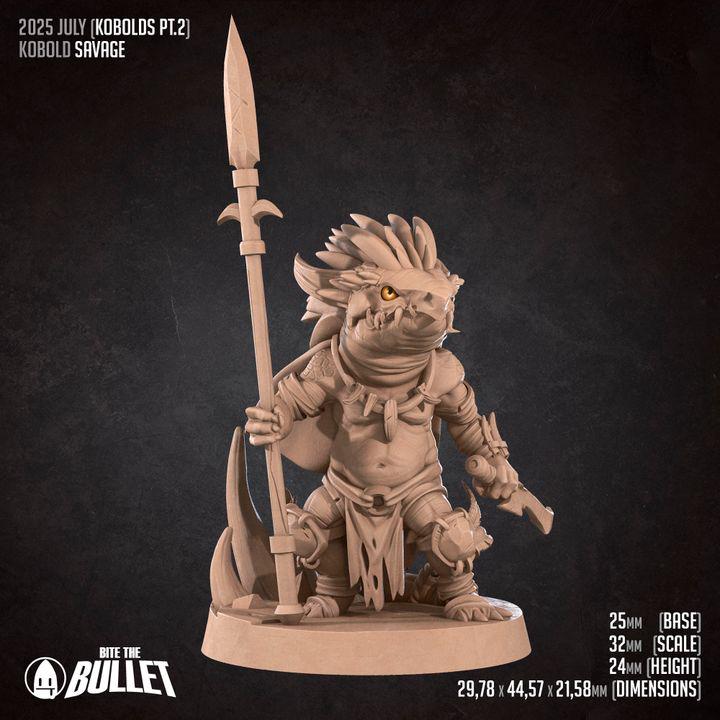 Kobold Tribal Hunter - 32mm, 35mm Scale - Unpainted Miniature for DnD, Pathfinder, Tabletop RPGs - Bite the Bullet