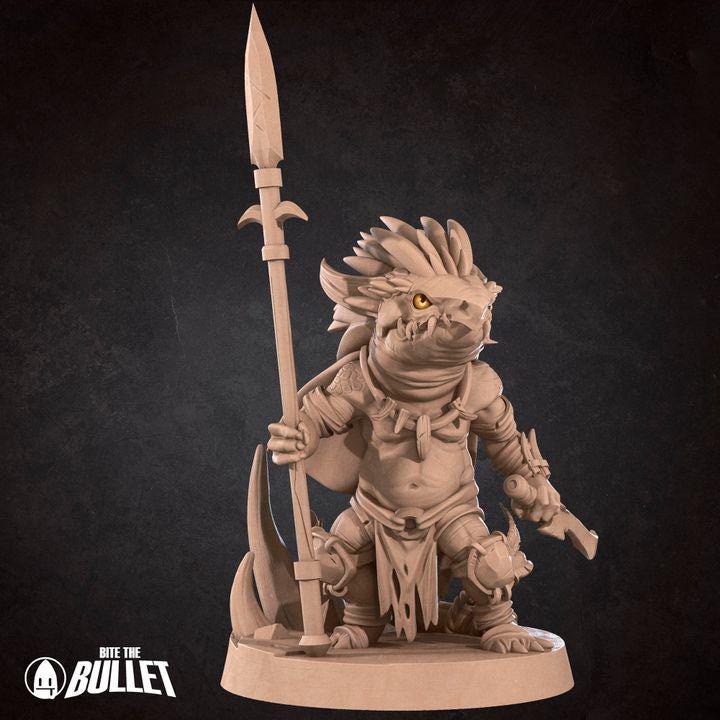 Kobold Tribal Hunter - 32mm, 35mm Scale - Unpainted Miniature for DnD, Pathfinder, Tabletop RPGs - Bite the Bullet