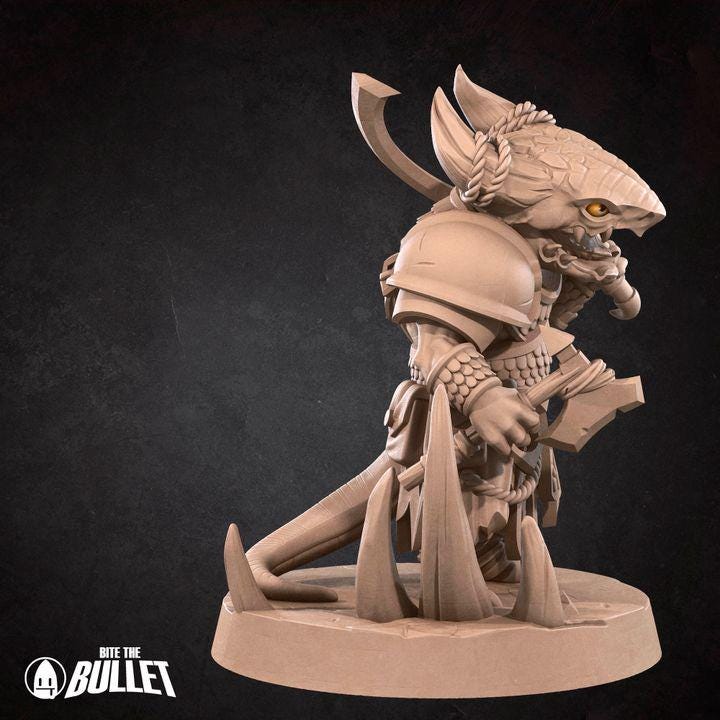 Kobold Raider - 32mm, 35mm Scale - Unpainted Miniature for DnD, Pathfinder, Tabletop RPGs - Bite the Bullet