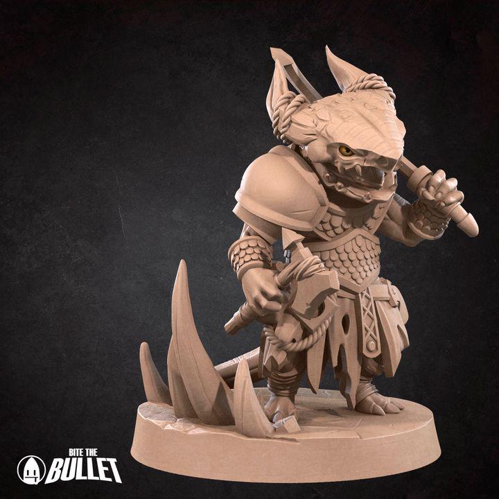 Kobold Raider - 32mm, 35mm Scale - Unpainted Miniature for DnD, Pathfinder, Tabletop RPGs - Bite the Bullet