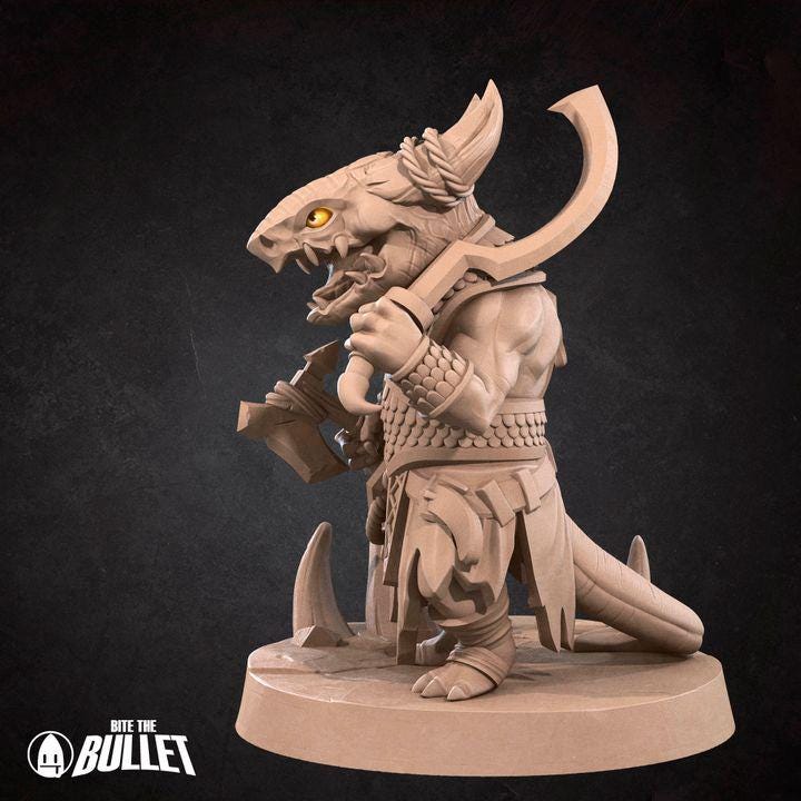 Kobold Raider - 32mm, 35mm Scale - Unpainted Miniature for DnD, Pathfinder, Tabletop RPGs - Bite the Bullet