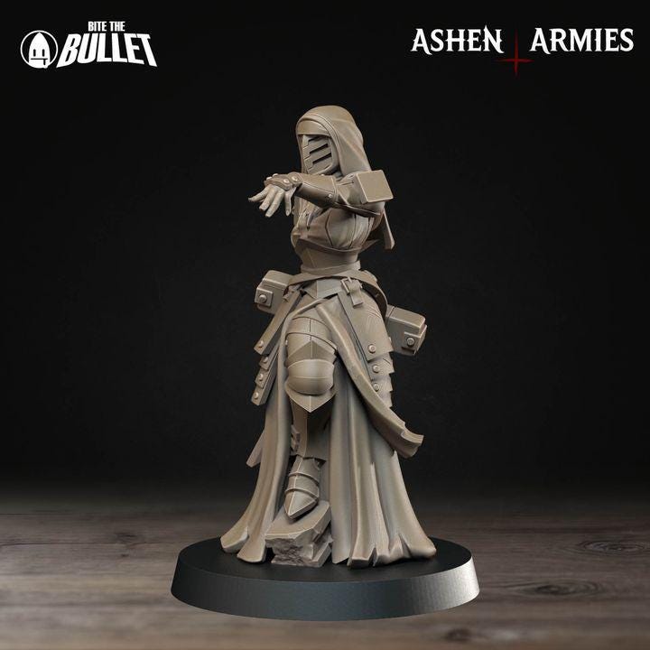 Remedios, Combat Medic - Bullet Crusade Pinup - 32mm, 35mm Scale - Unpainted Miniature for DnD, Pathfinder, Tabletop RPGs - Bite the Bullet